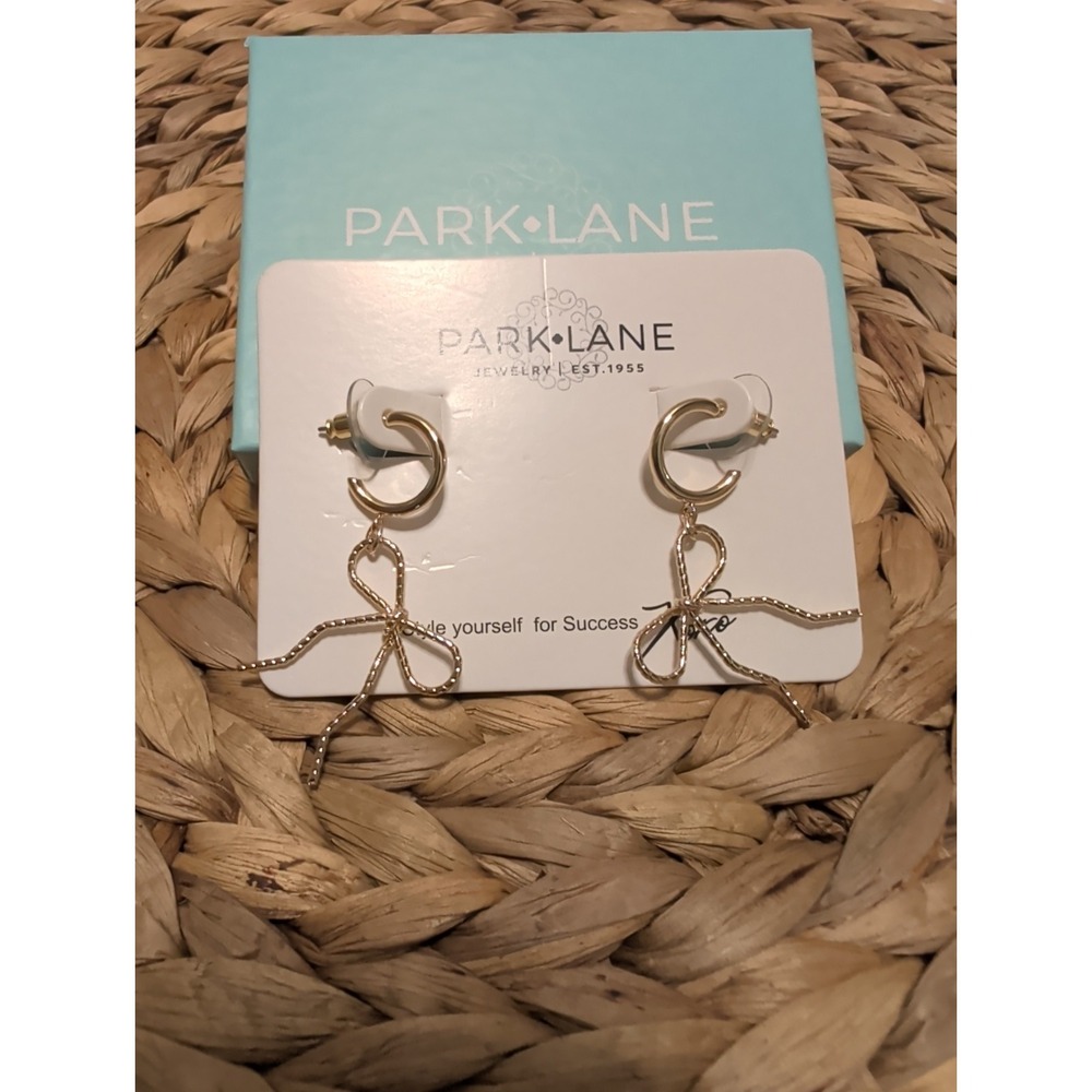Park Lane Gold Tone Bow Dangle Earrings All Occasion Post NIB